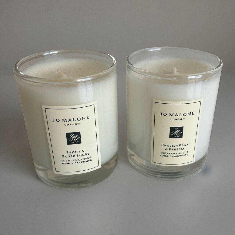 Jo Malone London Peony Blush Suede English Pear Freesia Travel Candles 65g Set 2